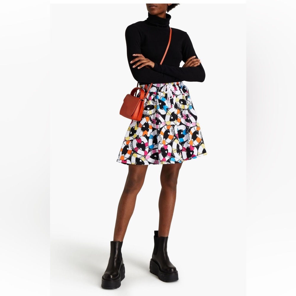 Beautiful NWT LOVE MOSCHINO Printed Cotton-end Jersey Mini Skirt. Size US4